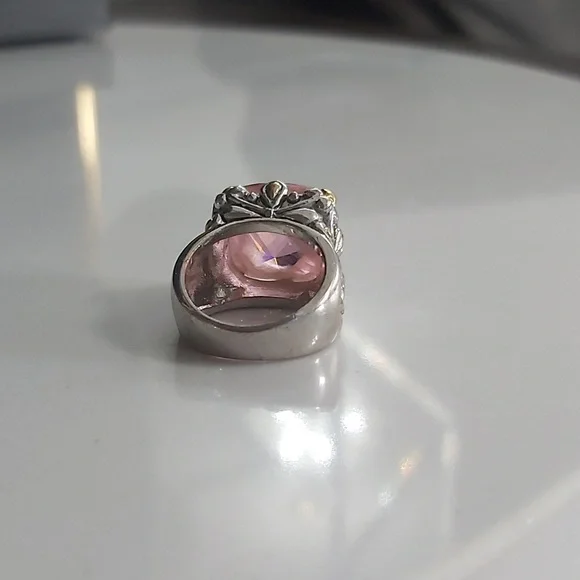 Elegant Pink and Gold/Silver Women's Ring - Picture 10 of 14